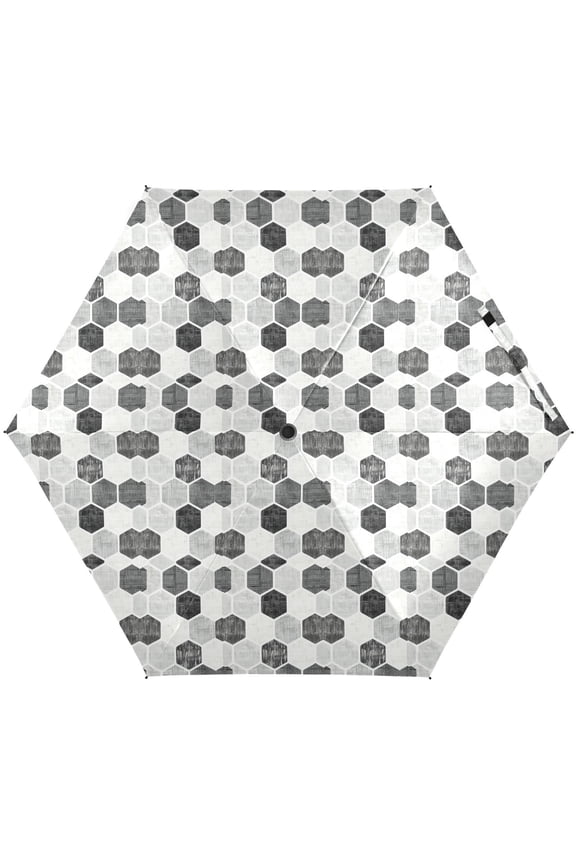 Geometric Hexagons Honeycomb Folding Umbrella for Rain Sun Travel Mini Lightweight Compact Umbrellas