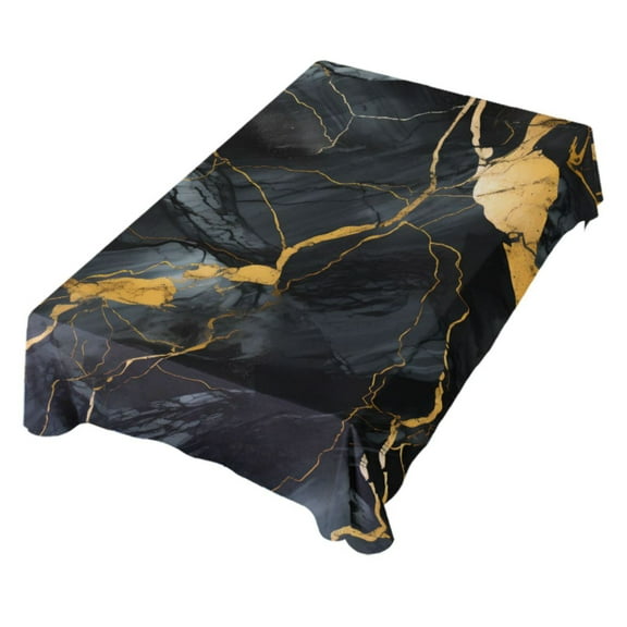 JSTEL Gold & Black Marble Table Cloth Square 60 x 60 Inch Tablecloth Anti Wrinkle Table Cover for Dining Kitchen Parties