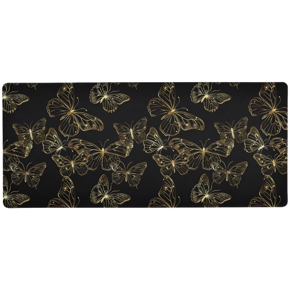 JSTEL Gold Butterfly Large Gaming Mouse Pad Big Mousepad Mice Keyboard Mat with Non-Slip Rubber Base for Computer Laptop Home & Office, 31.5 X 11.8 inch