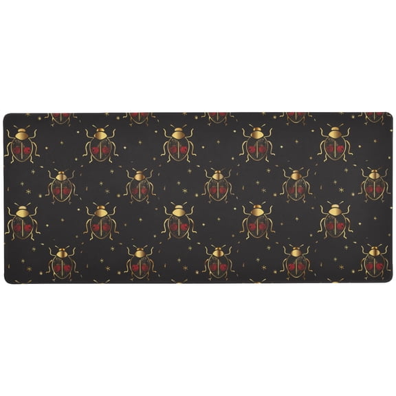 JSTEL Gold Lady Bug Large Gaming Mouse Pad Big Mousepad Mice Keyboard Mat with Non-Slip Rubber Base for Computer Laptop Home & Office, 31.5 X 11.8 inch