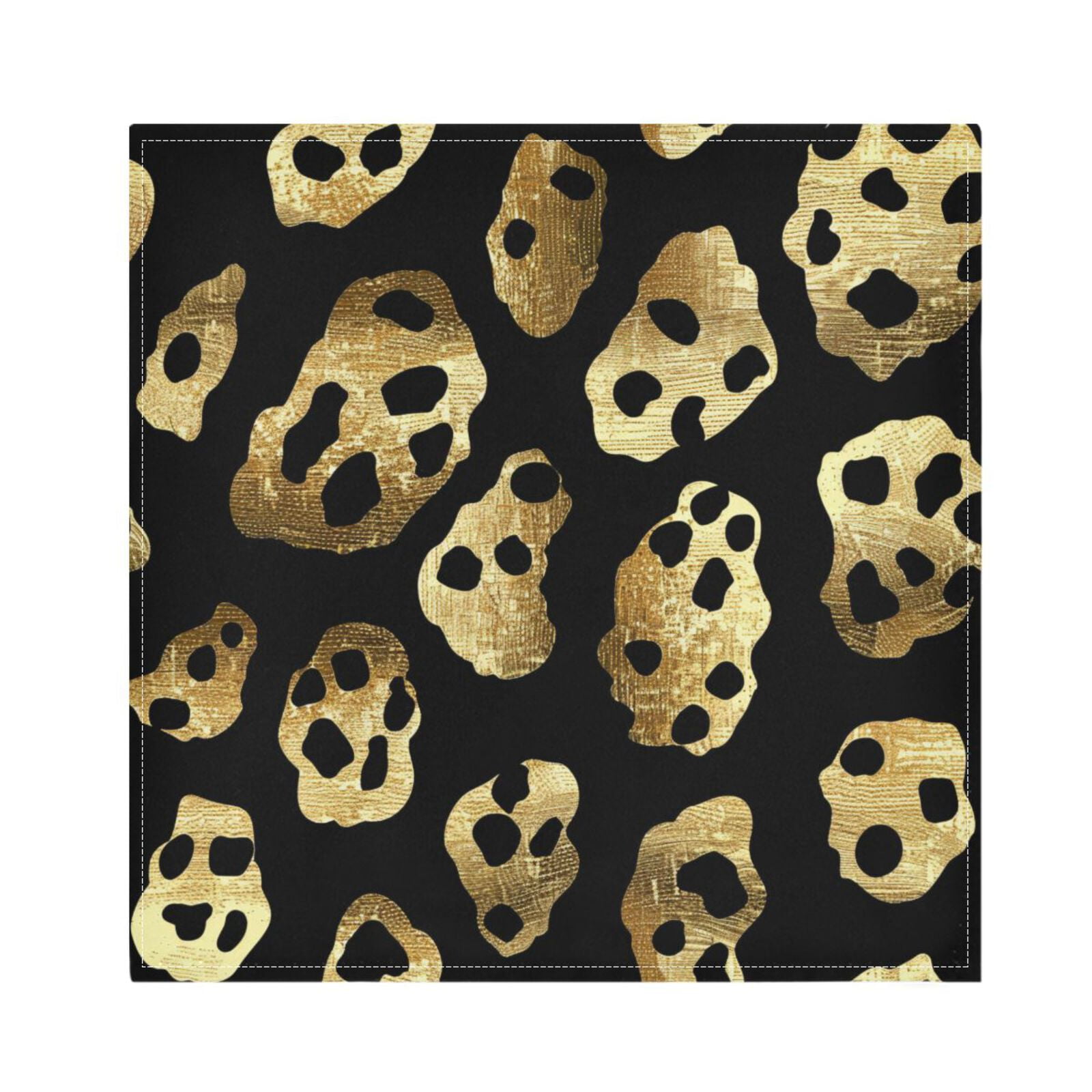 JSTEL Golden Cheetah Leopard Print Cloth Napkins Set of 6, 20x20 Inch Washable and Reusable Napkin for Decoupage Dinner Party Everyday Use