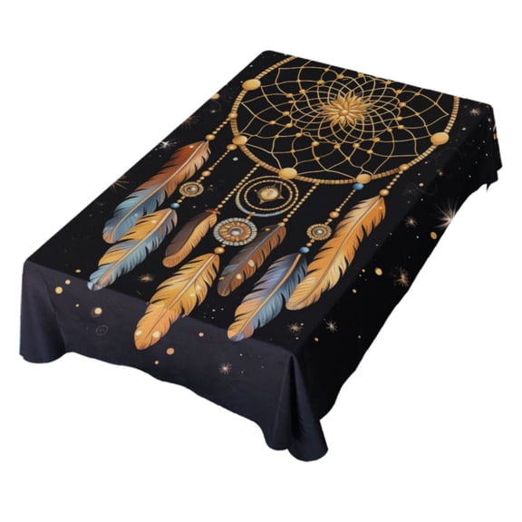 JSTEL Golden Dreamcatcher Galaxy Table Cloth Rectangle 54 x 72 Inch Tablecloth Anti Wrinkle Table Cover for Dining Kitchen Parties