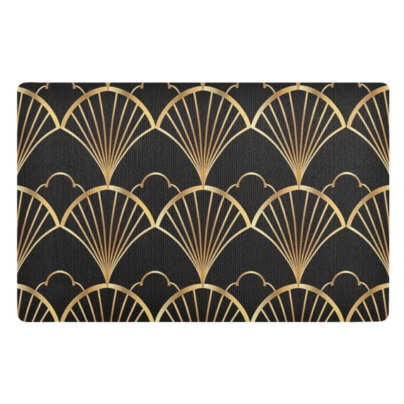 JSTEL Golden Fan Japanese Front Door Mat Outside Entrance 32x20 Inch Doormat for Outdoor Indoor Washable Non Slip Floor Mats