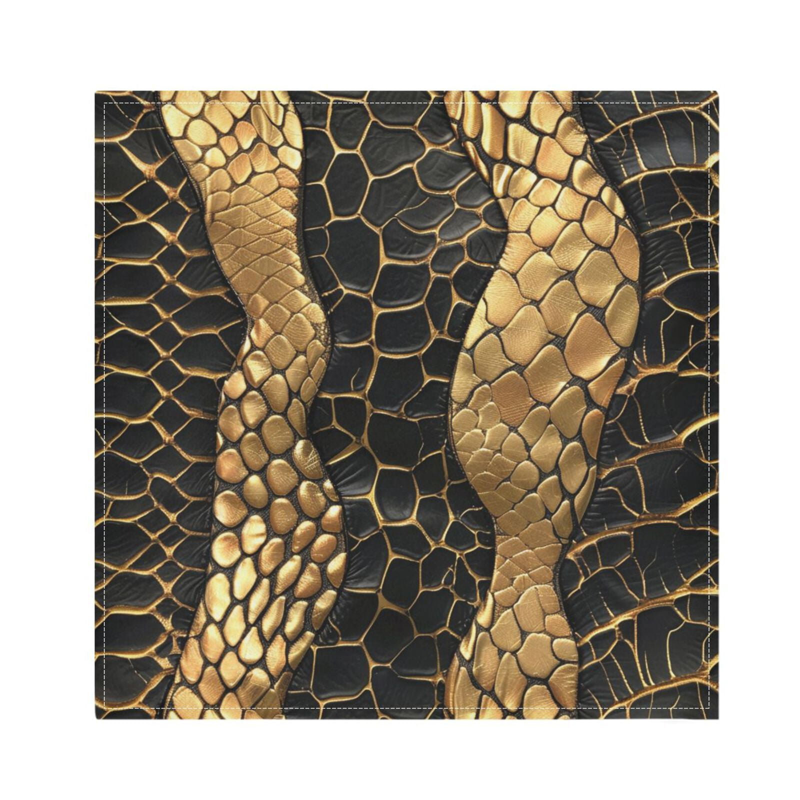 JSTEL Golden Snake Skin Print Cloth Napkins Set of 6, 20x20 Inch Washable and Reusable Napkin for Decoupage Dinner Party Everyday Use