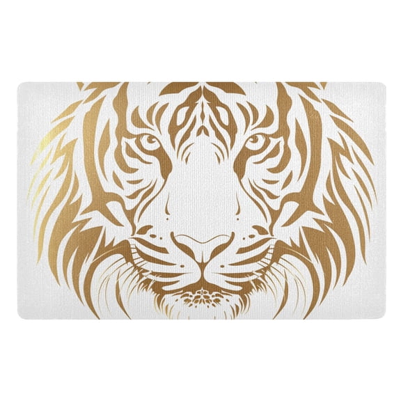 JSTEL Golden Tiger Portrait Front Door Mat Outside Entrance 32x20 Inch Doormat for Outdoor Indoor Washable Non Slip Floor Mats