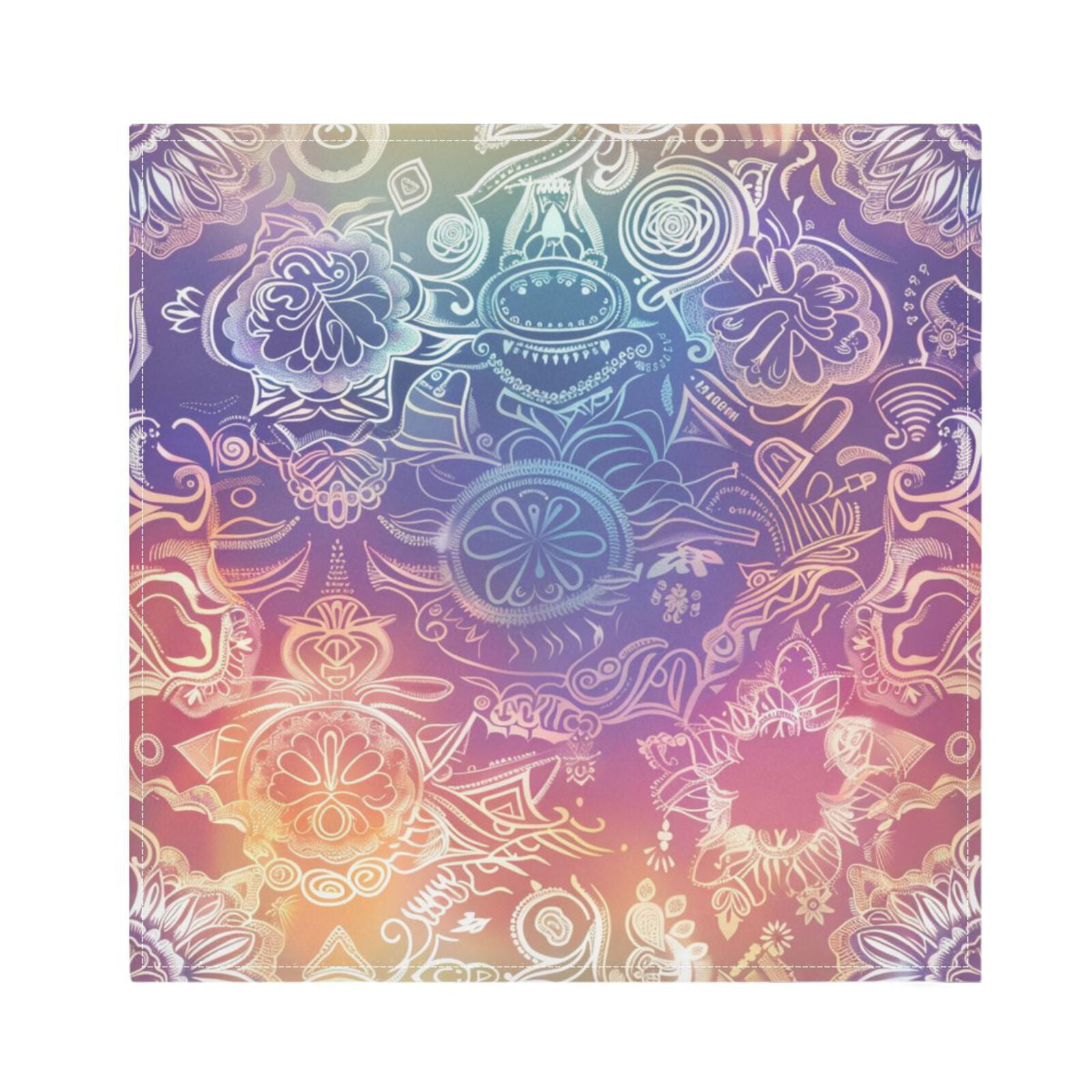 JSTEL Gradient Mandala Cloth Napkins Set of 6, 20x20 Inch Washable and Reusable Napkin for Decoupage Dinner Party Everyday Use