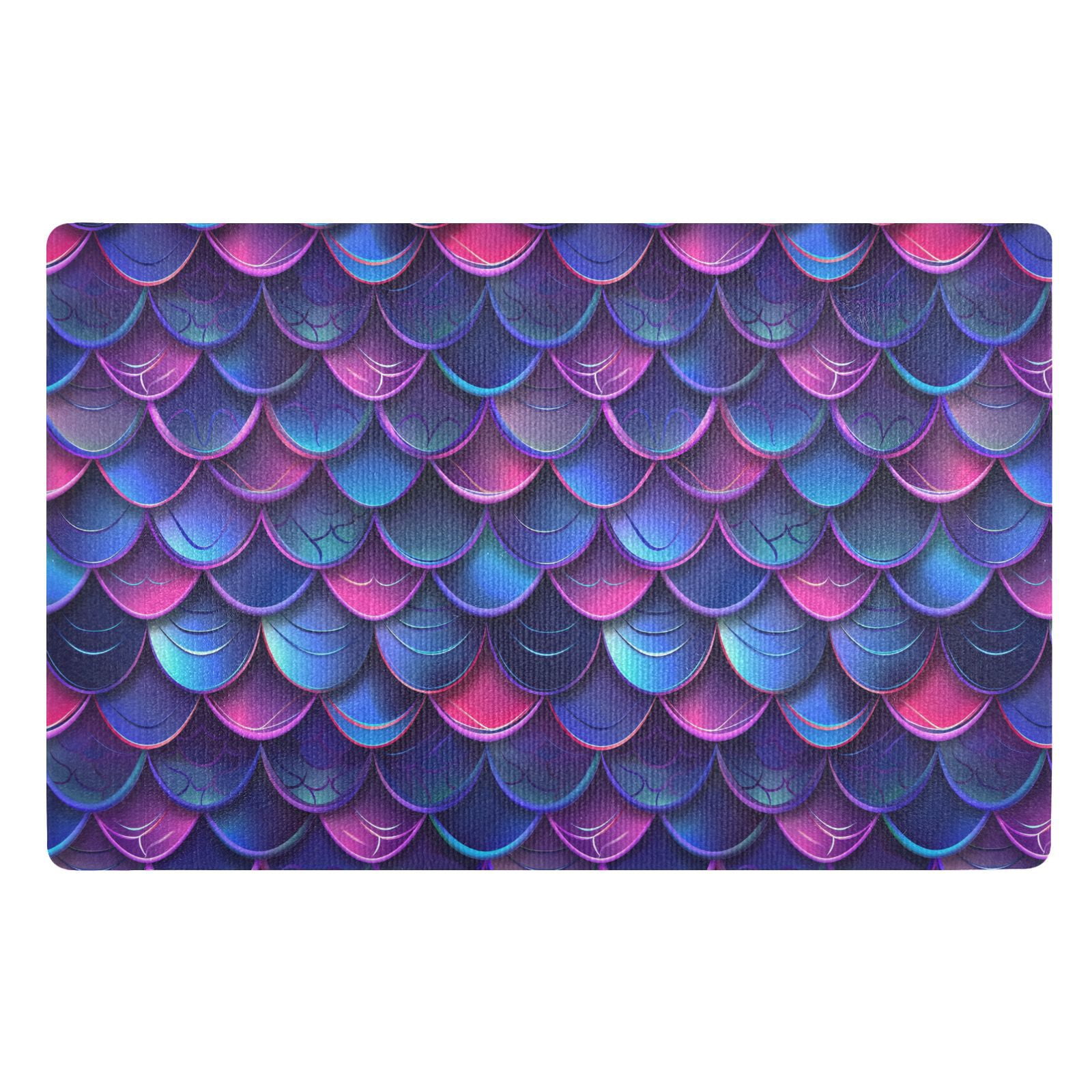 JSTEL Gradient Mermaid Print Neno Front Door Mat Outside Entrance 32x20 Inch Doormat for Outdoor Indoor Washable Non Slip Floor Mats
