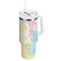 JSTEL Gradient Tie Dye 40 oz Tumbler Stainless Steel Water Bottle Vacuum Insulated Cup with Straw Lid & Handle For Travel Car Cup Holder