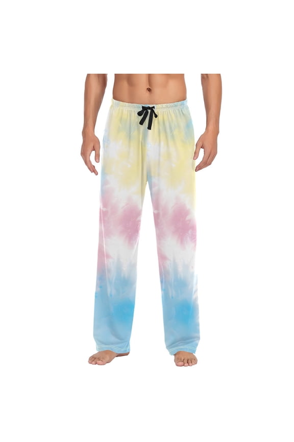 Gradient Tie Dye Men's Sleepwear Mens Pajama Pants Bottoms with Pockets, L