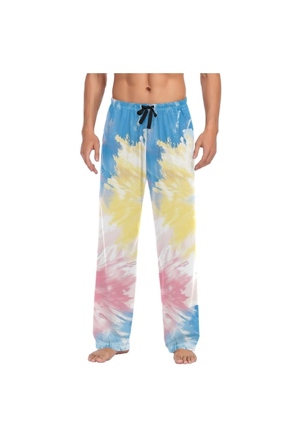 Gradient Tie Dye Rainbow Color Men's Sleepwear Mens Pajama Pants Bottoms with Pockets, XL