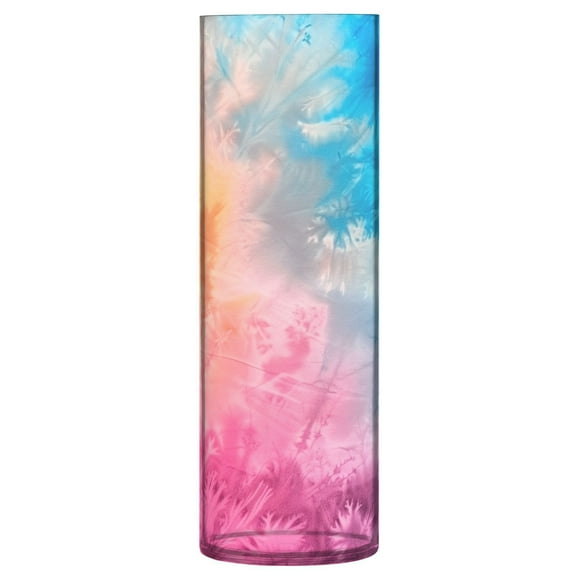 JSTEL Gradient Tie Dye Rainbow Flower Vase Decorative Floreros for Home Decor Bedroom Living Room Office Table Shelf Bathroom