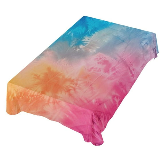 JSTEL Gradient Tie Dye Rainbow Table Cloth Square 54 x 54 Inch Tablecloth Anti Wrinkle Table Cover for Dining Kitchen Parties