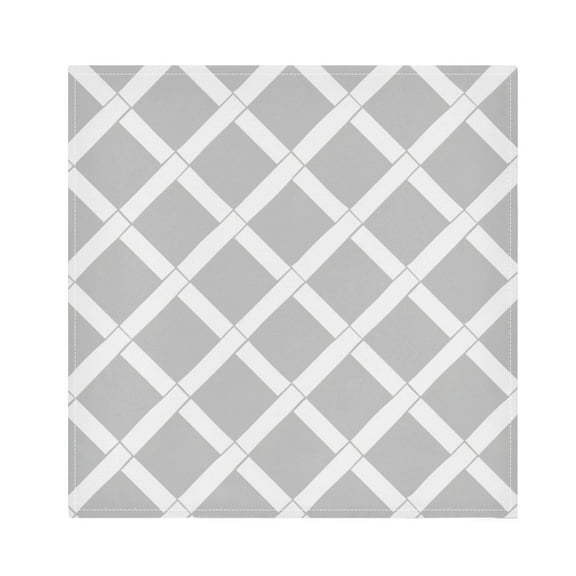 JSTEL Gray & White Grid Cloth Napkins Set of 4, 20x20 Inch Washable and Reusable Napkin for Decoupage Dinner Party Everyday Use