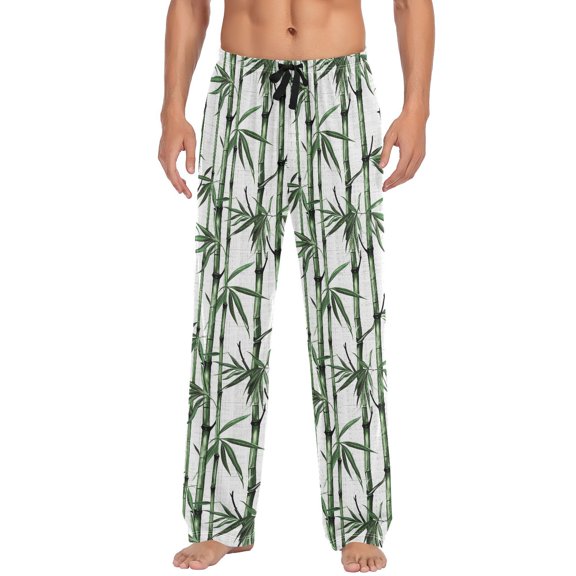 JSTEL Green Bamboos Men's Sleepwear Mens Pajama Pants Bottoms with Pockets, XXL