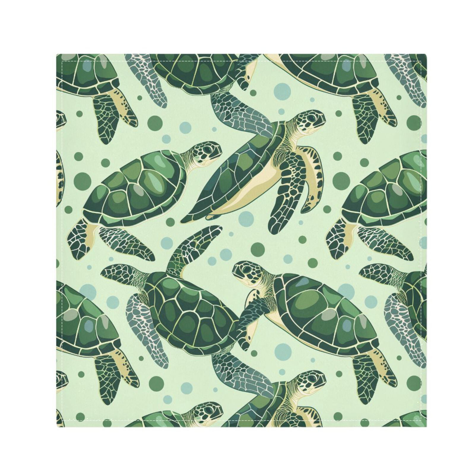 JSTEL Green Sea Turtle Bubble Cloth Napkins Set of 6, 20x20 Inch Washable and Reusable Napkin for Decoupage Dinner Party Everyday Use