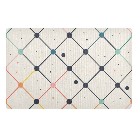 JSTEL Grid Colorful Polka Dots Front Door Mat Outside Entrance 32x20 Inch Doormat for Outdoor Indoor Washable Non Slip Floor Mats