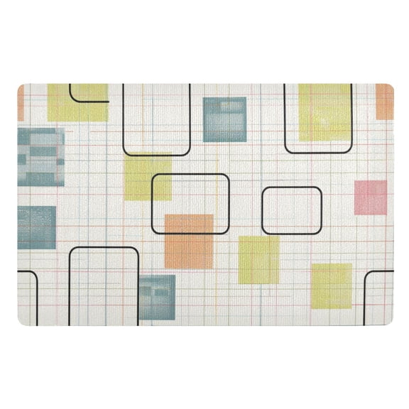 JSTEL Grid Geometric Blocks Front Door Mat Outside Entrance 32x20 Inch Doormat for Outdoor Indoor Washable Non Slip Floor Mats