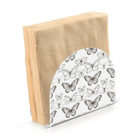 JSTEL Handrawn Butterfly Napkin Holder for Table Cocktail Farmhouse, Paper Napkins Dispenser for Home Kitchen Coffee Shop Dining Room Decor