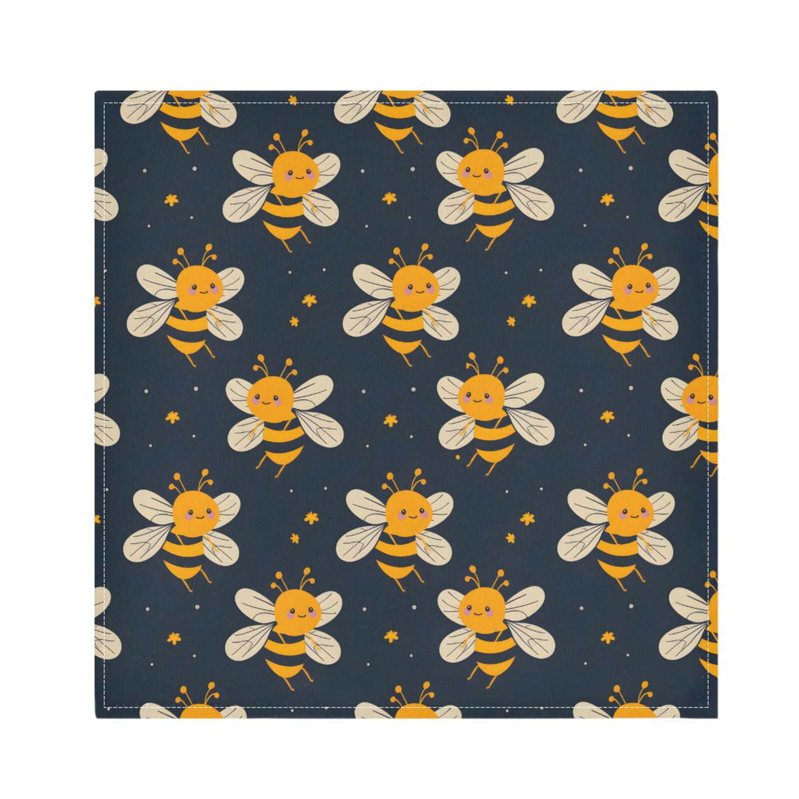 JSTEL Honey Bee Stars Cloth Napkins Set of 6, 20x20 Inch Washable and Reusable Napkin for Decoupage Dinner Party Everyday Use