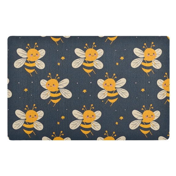 JSTEL Honey Bee Stars Front Door Mat Outside Entrance 32x20 Inch Doormat for Outdoor Indoor Washable Non Slip Floor Mats