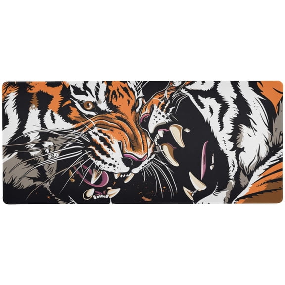 JSTEL Howling Tigers Fighting Large Gaming Mouse Pad Big Mousepad Mice Keyboard Mat with Non-Slip Rubber Base for Computer Laptop Home & Office, 31.5 X 11.8 inch