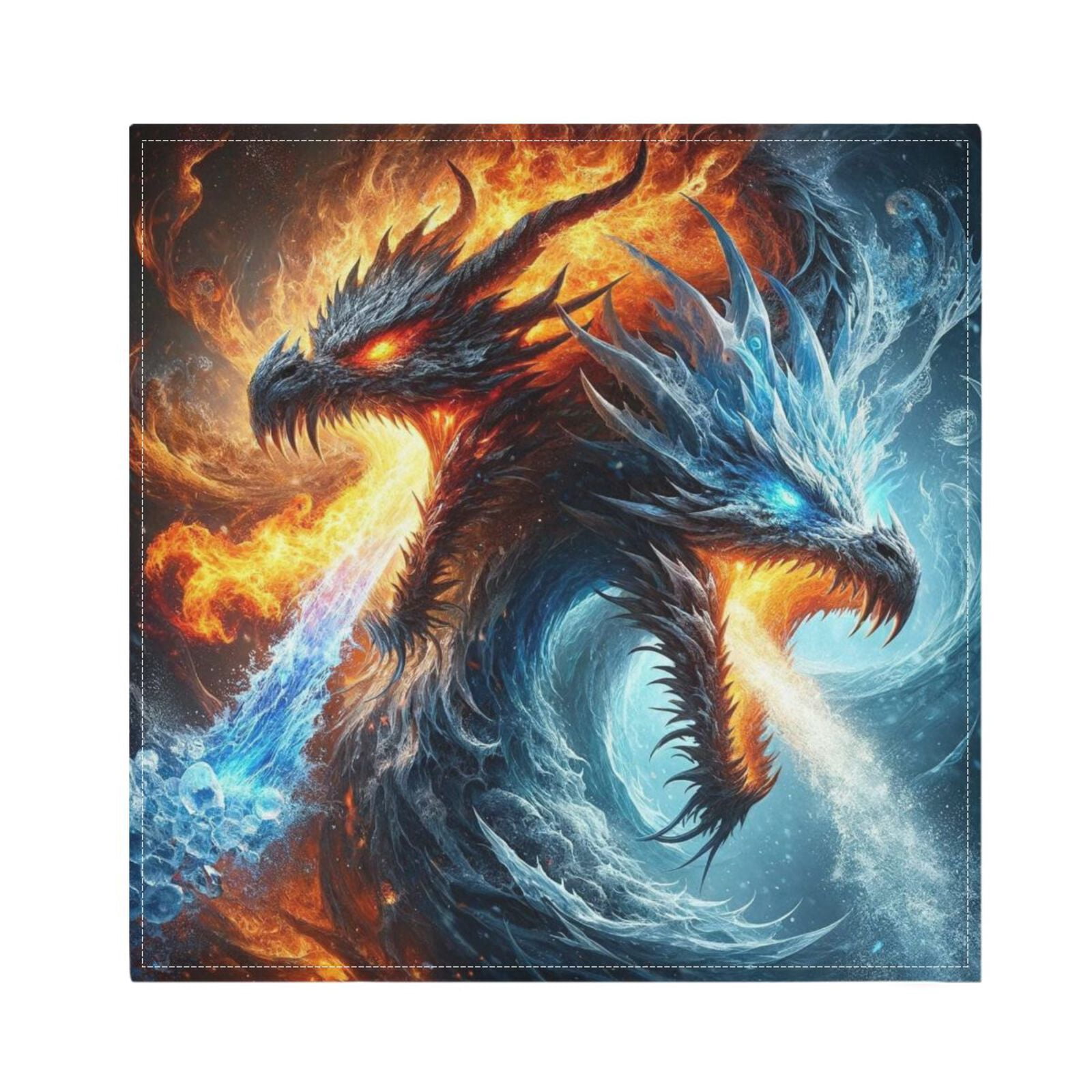 JSTEL Ice & Fire Dragons Cloth Napkins Set of 6, 20x20 Inch Washable and Reusable Napkin for Decoupage Dinner Party Everyday Use