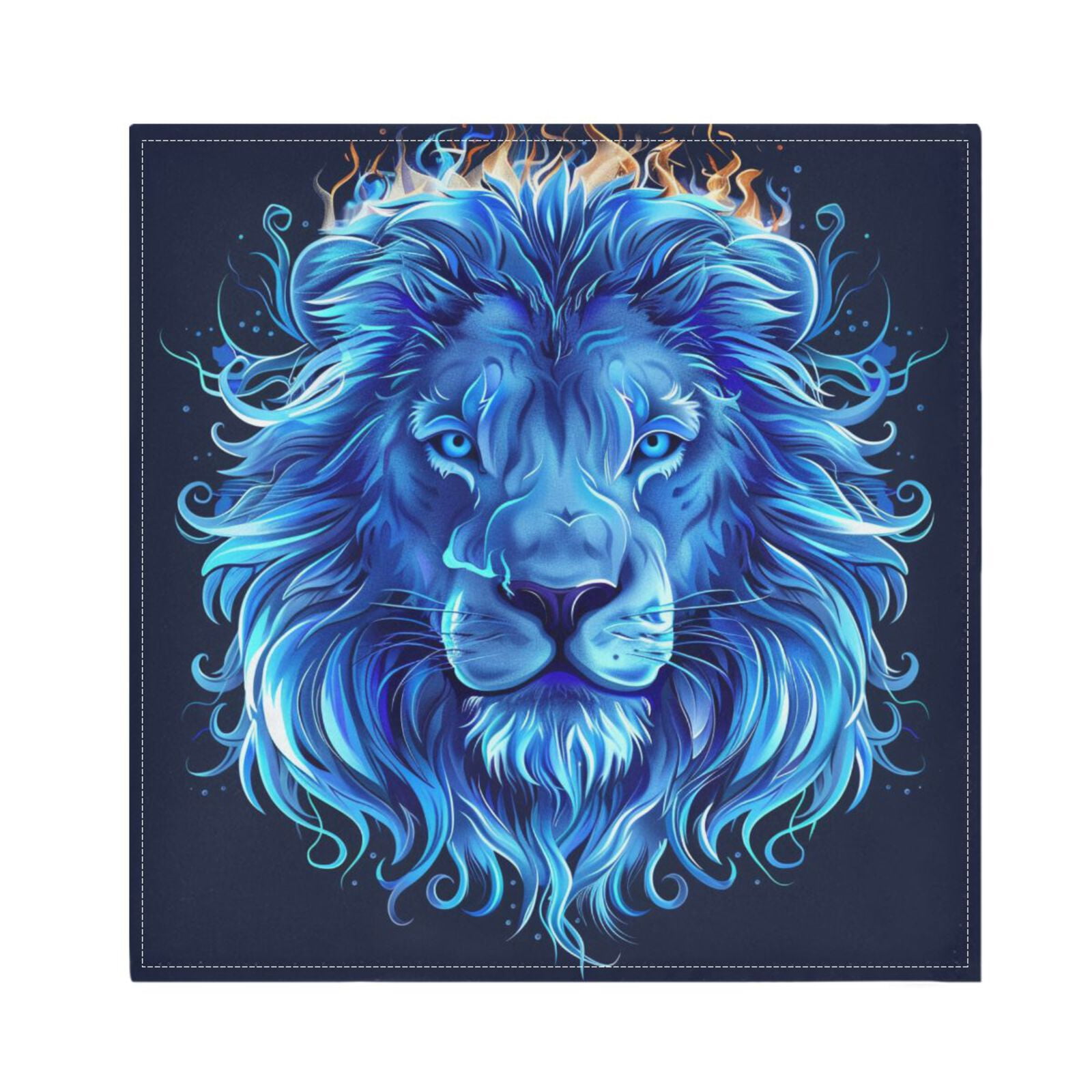 JSTEL Ice Lion Portrait Cloth Napkins Set of 6, 20x20 Inch Washable and Reusable Napkin for Decoupage Dinner Party Everyday Use