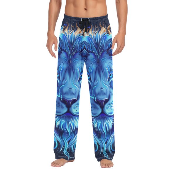 JSTEL Ice Lion Portrait Men's Sleepwear Mens Pajama Pants Bottoms with Pockets, M