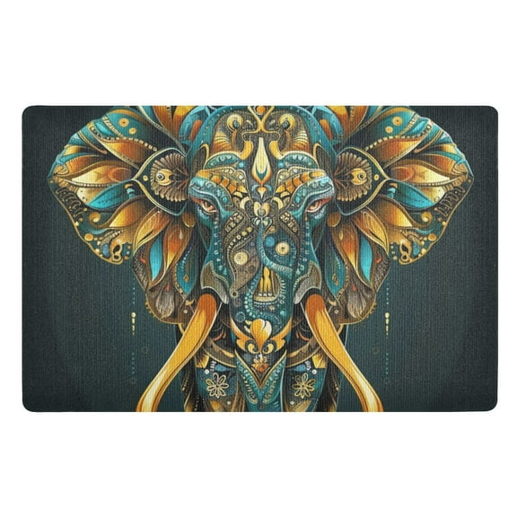 JSTEL Indian Elephant Mandala Front Door Mat Outside Entrance 32x20 Inch Doormat for Outdoor Indoor Washable Non Slip Floor Mats