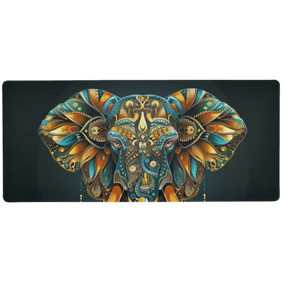 JSTEL Indian Elephant Mandala Large Gaming Mouse Pad Big Mousepad Mice Keyboard Mat with Non-Slip Rubber Base for Computer Laptop Home & Office, 31.5 X 15.7 inch