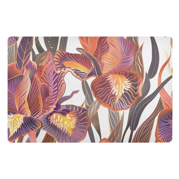 JSTEL Iris Flower Floral Front Door Mat Outside Entrance 32x20 Inch Doormat for Outdoor Indoor Washable Non Slip Floor Mats
