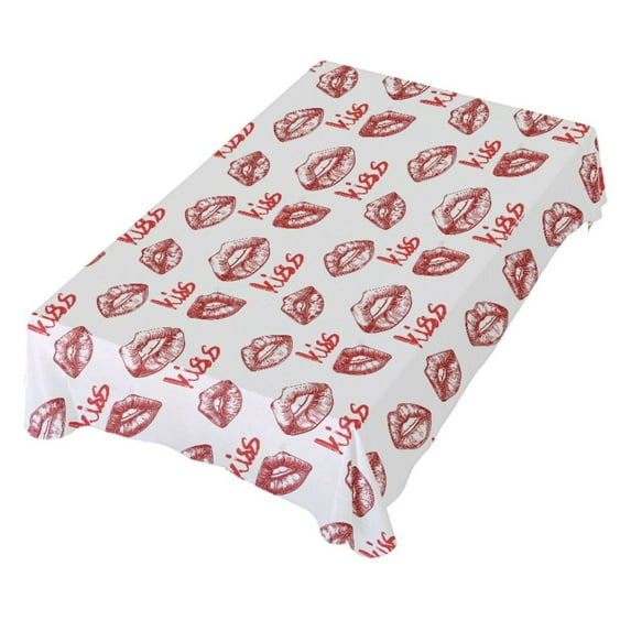 JSTEL Kiss Red Lips Table Cloth Rectangle 60 x 120 Inch Tablecloth Anti Wrinkle Table Cover for Dining Kitchen Parties