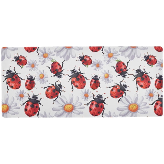 JSTEL Lady Bug Daisy Flower Large Gaming Mouse Pad Big Mousepad Mice Keyboard Mat with Non-Slip Rubber Base for Computer Laptop Home & Office, 31.5 X 11.8 inch