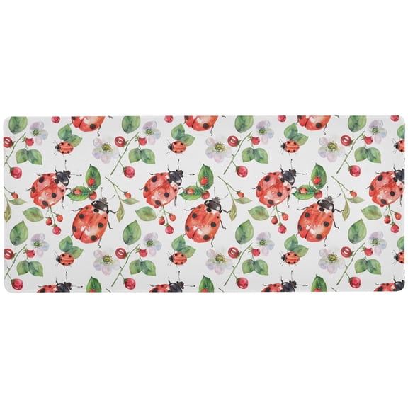 JSTEL Lady Bug Flower Leaf Large Gaming Mouse Pad Big Mousepad Mice Keyboard Mat with Non-Slip Rubber Base for Computer Laptop Home & Office, 31.5 X 11.8 inch