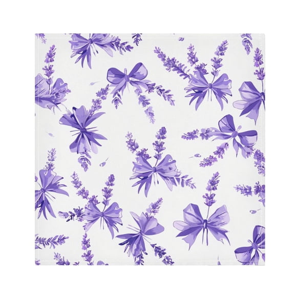 JSTEL Lavender Flower Bow Tie Cloth Napkins Set of 1, 20x20 Inch Washable and Reusable Napkin for Decoupage Dinner Party Everyday Use
