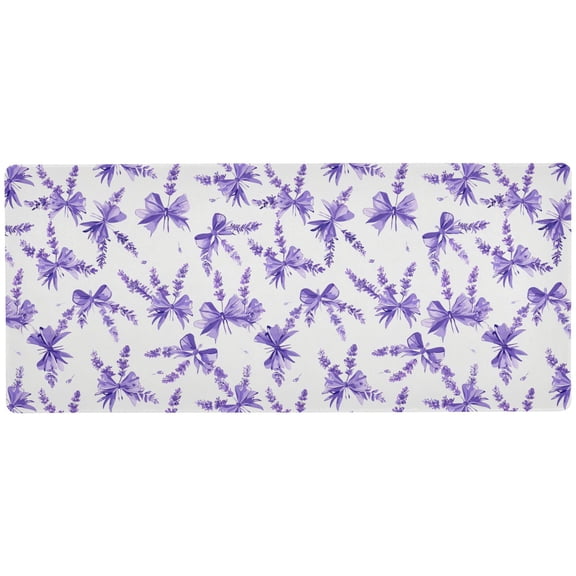 JSTEL Lavender Flower Bow Tie Large Gaming Mouse Pad Big Mousepad Mice Keyboard Mat with Non-Slip Rubber Base for Computer Laptop Home & Office, 31.5 X 11.8 inch