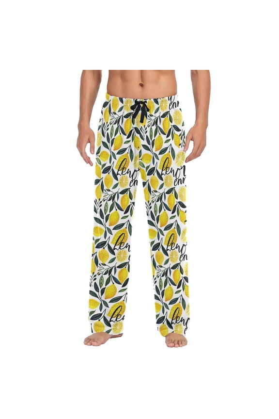 Lemon Leaf Men's Sleepwear Mens Pajama Pants Bottoms with Pockets, XL