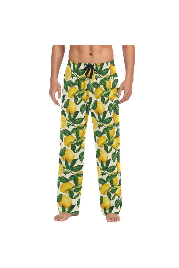 Lemon Leaves Men's Sleepwear Mens Pajama Pants Bottoms with Pockets, M