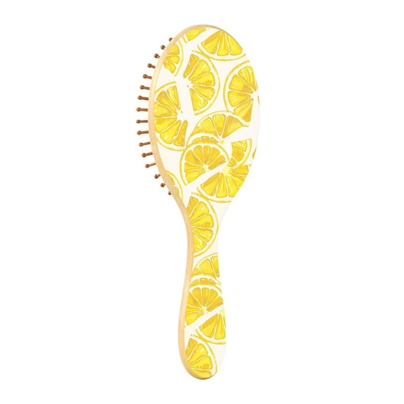 JSTEL Lemon Slices Hair Brush for Women Men Natural Wood Detangler Brushes for All Hair Types Hairbrush for Wet & Dry