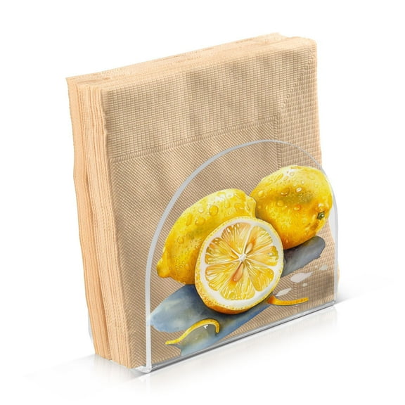 JSTEL Lemon Watercolour Napkin Holder for Table Cocktail Farmhouse, Paper Napkins Dispenser for Home Kitchen Coffee Shop Dining Room Decor