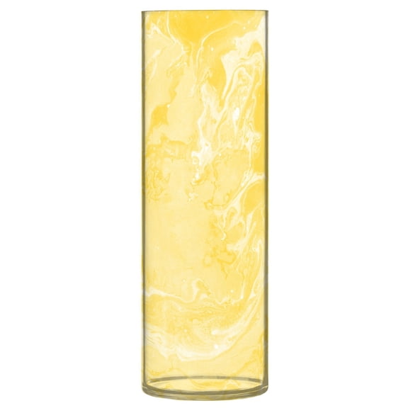 JSTEL Lemon Yellow Marble Flower Vase Decorative Floreros for Home Decor Bedroom Living Room Office Table Shelf Bathroom