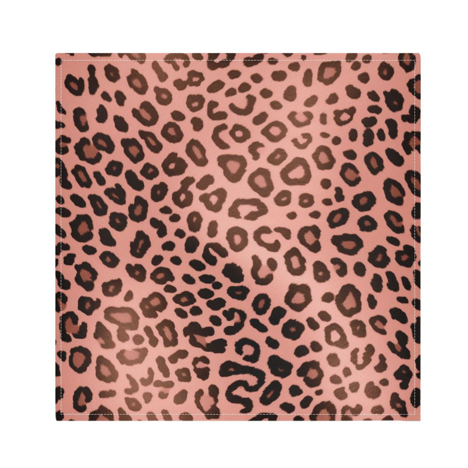 JSTEL Leopard Cheetah Prints Rose Gold Cloth Napkins Set of 6, 20x20 Inch Washable and Reusable Napkin for Decoupage Dinner Party Everyday Use