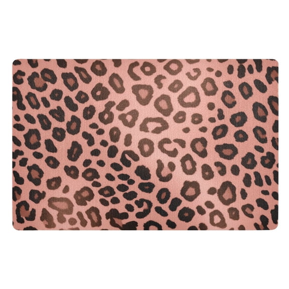 JSTEL Leopard Cheetah Prints Rose Gold Front Door Mat Outside Entrance 32x20 Inch Doormat for Outdoor Indoor Washable Non Slip Floor Mats