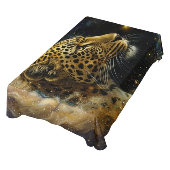 JSTEL Leopard Cheetah Starry Sky Table Cloth Square 60 x 60 Inch Tablecloth Anti Wrinkle Table Cover for Dining Kitchen Parties