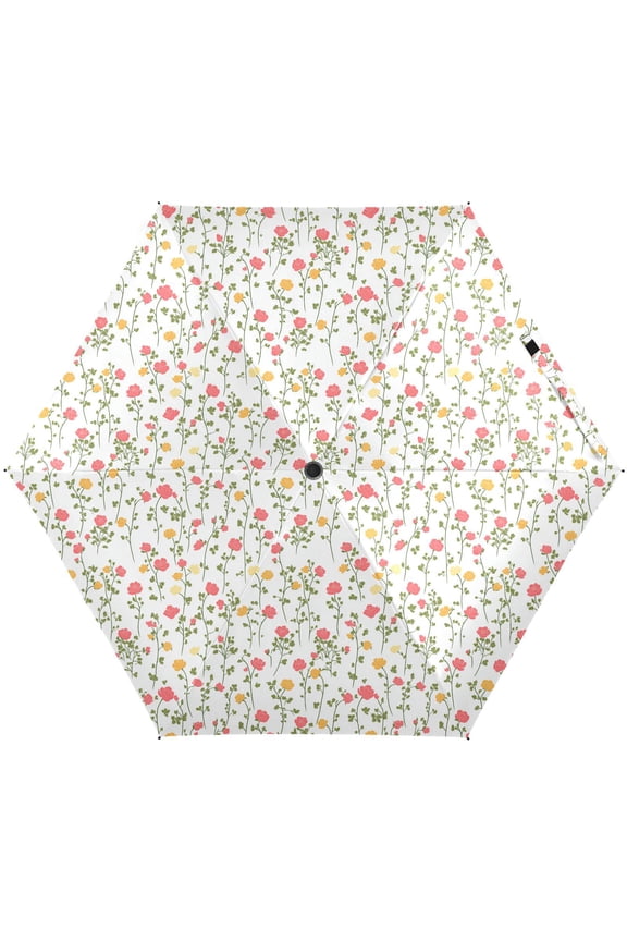Little Rose Flower Floral Folding Umbrella for Rain Sun Travel Mini Lightweight Compact Umbrellas
