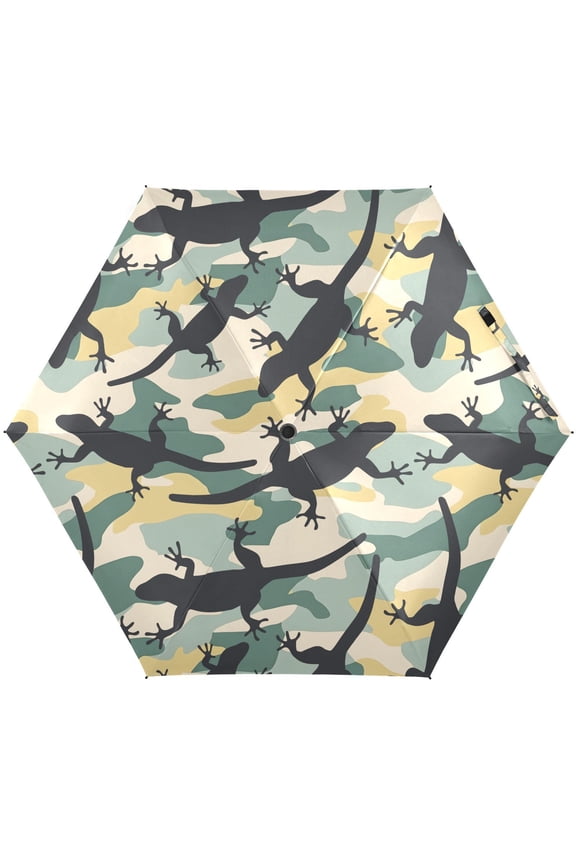 Lizard Camouflage Camo Folding Umbrella for Rain Sun Travel Mini Lightweight Compact Umbrellas