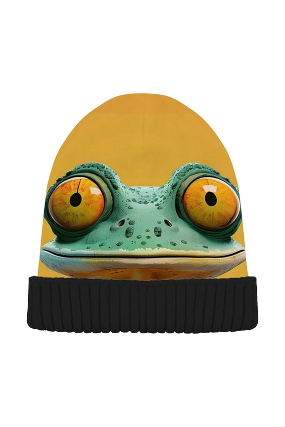 Lizard Funny Frog Beanie for Women Men Winter Hat Reversible Skull Knit Cap