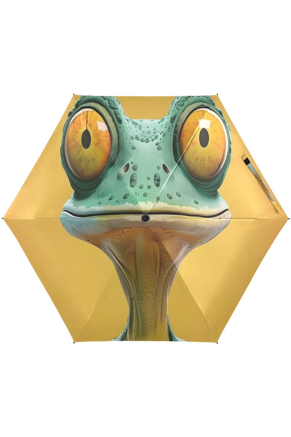 Lizard Funny Frog Folding Umbrella for Rain Sun Travel Mini Lightweight Compact Umbrellas