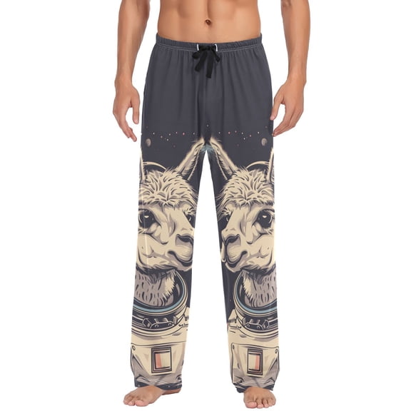 JSTEL Llama Alpaca Astronaut Space Men's Sleepwear Mens Pajama Pants Bottoms with Pockets, XXL