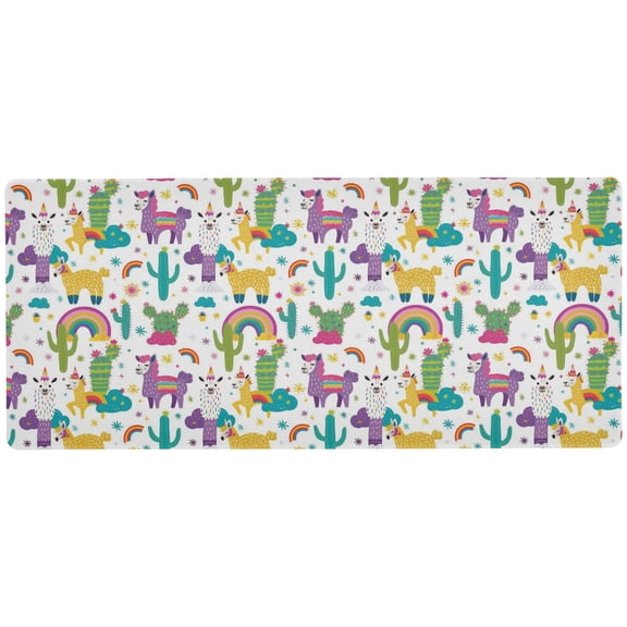 JSTEL Llama Alpaca Cactus Rainbow Large Gaming Mouse Pad Big Mousepad Mice Keyboard Mat with Non-Slip Rubber Base for Computer Laptop Home & Office, 31.5 X 11.8 inch